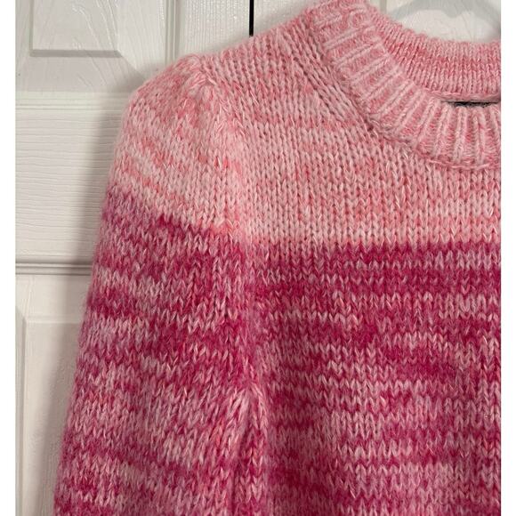 Banana Republic Pink Striped Merino Wool Alpaca Blend Crewneck Sweater XS - Picture 2 of 6